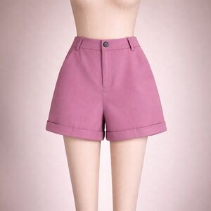 Mauve High-Waisted Tailored Shorts | Cuffed Hem | Pin Up Shorts